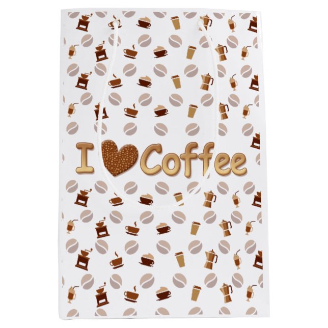 Sac Cadeau Moyen J'aime le café (Devant)