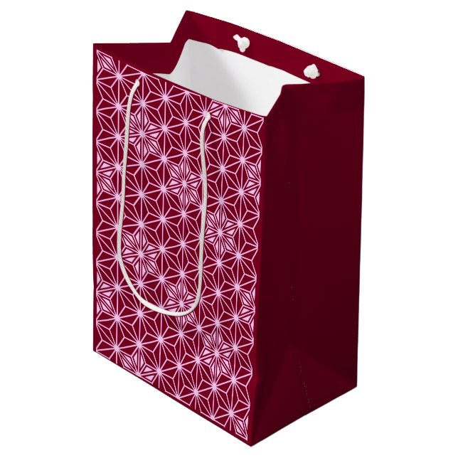 Sac Cadeau Moyen Japonais Asanoha motif - Bourgogne (Devant Angle)
