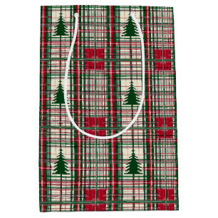 Sac Cadeau Moyen Jardin de Noël rouge et vert