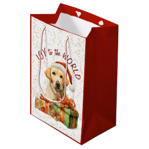 Sac Cadeau Moyen Jaune Labrador Retriever Père Noël Noël
