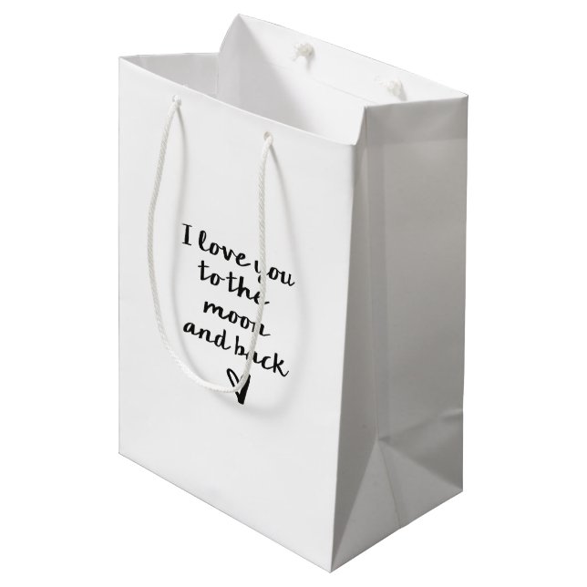 Sac Cadeau Moyen Je t'aime sur la Lune (Devant Angle)