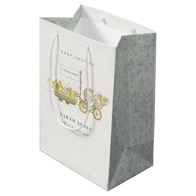 Sac Cadeau Moyen Joli Baby shower Vélo Hérisson Cultivé Localement  (Dos Angle)
