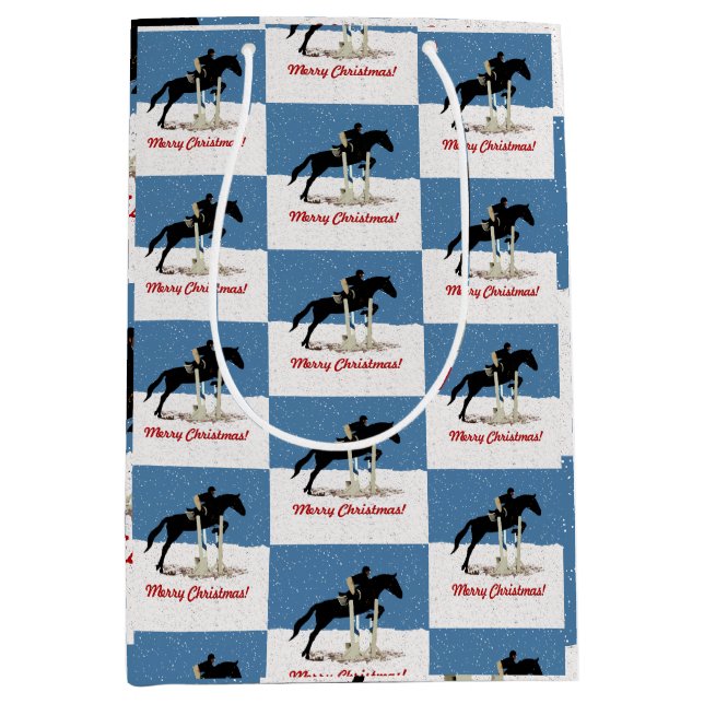 Sac Cadeau Moyen Joli Cheval équestre Noël (Devant)