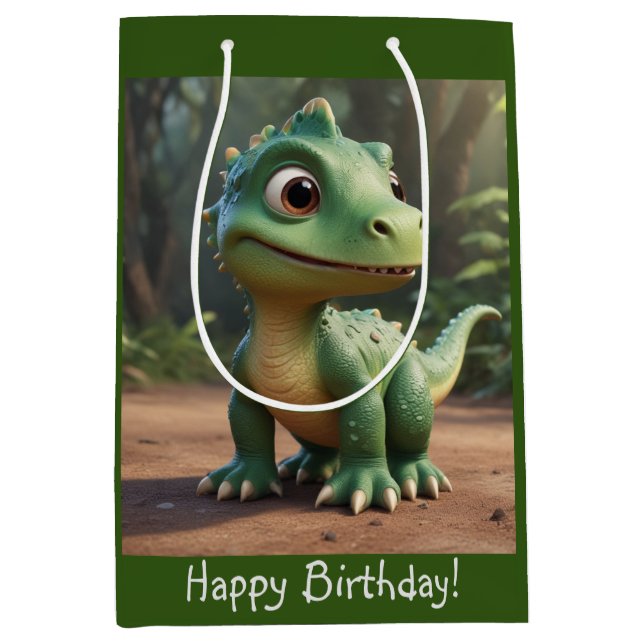 Sac Cadeau Moyen Joli Dinosaure  (Devant)