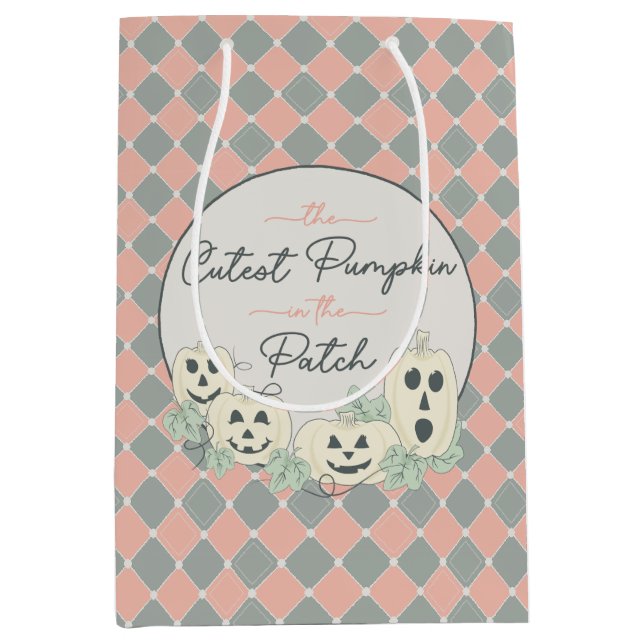 Sac Cadeau Moyen Joli Halloween Citrouille (Devant)