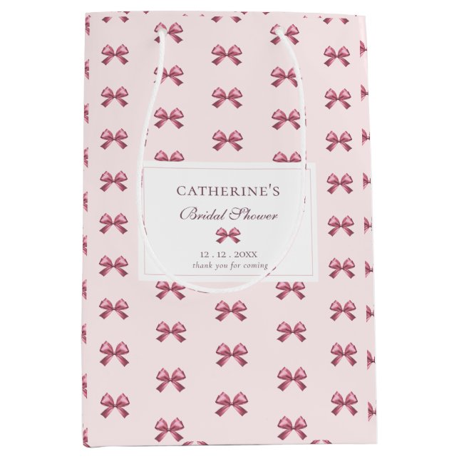 Sac Cadeau Moyen Joli Moderne Élégant Fille Rose Bows (Devant)