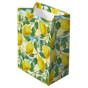 Sac Cadeau Moyen Joli motif d'art de citron méditerranéen estival