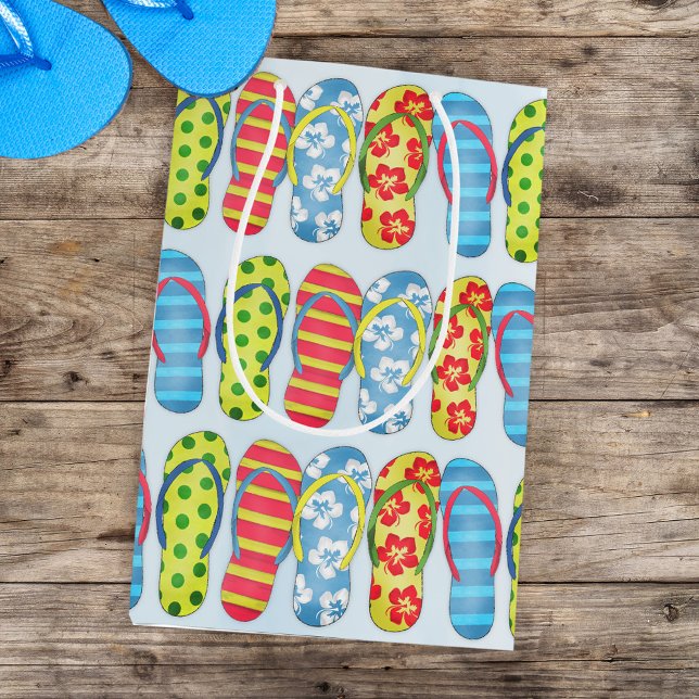 Sac Cadeau Moyen Joli Motif de tongs d'été (Créateur téléchargé)