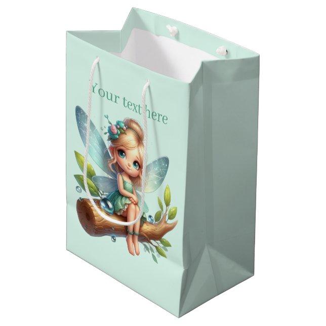 Sac Cadeau Moyen Jolie fée de filles personnalisable (Devant Angle)