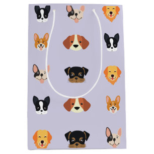 Sac Cadeau Moyen Jolie fête d'anniversaire de chien pourpre