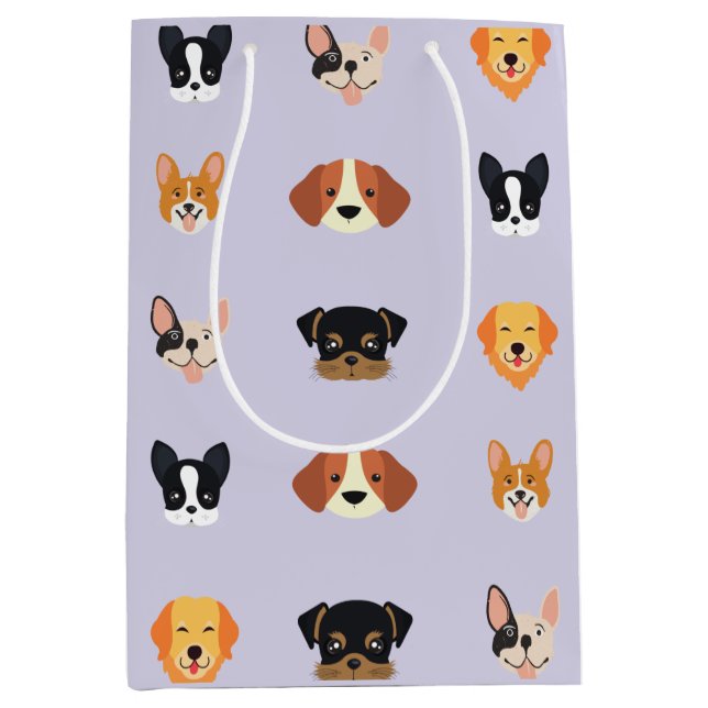 Sac Cadeau Moyen Jolie fête d'anniversaire de chien pourpre     (Devant)