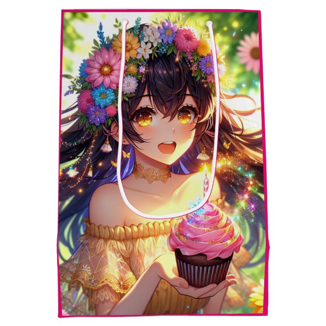 Sac Cadeau Moyen Jolie fille Anime Anniversaire (Dos)
