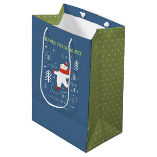Sac Cadeau Moyen Jolie forêt d'hiver Ours Ski N'Importe Quel Âge En