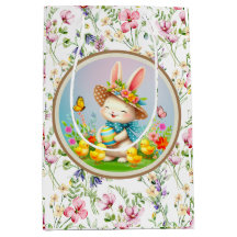 Jolie Lapin de Pâques et joyeux Fleurs de Printemp