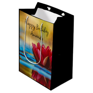 Sac Cadeau Moyen Jolie photo d'une fleur de Lotus dans un étang ann