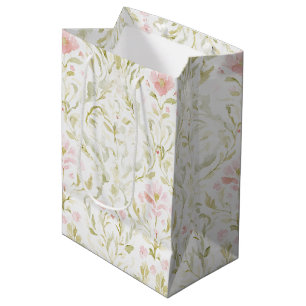 Sac Cadeau Moyen Jolie Rose Vert Floral Baignoire de Mariage