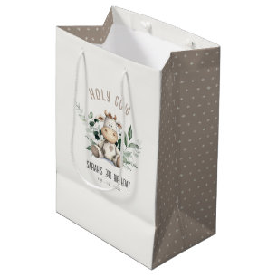 Sac Cadeau Moyen Jolie Vache Foliage Pastel Anniversaire de enfant