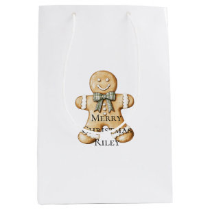 Sac Cadeau Moyen Jolis biscuits de pain d'épice à la crème verte