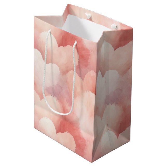 Sac Cadeau Moyen Jolis cœurs rose tendre (Devant Angle)