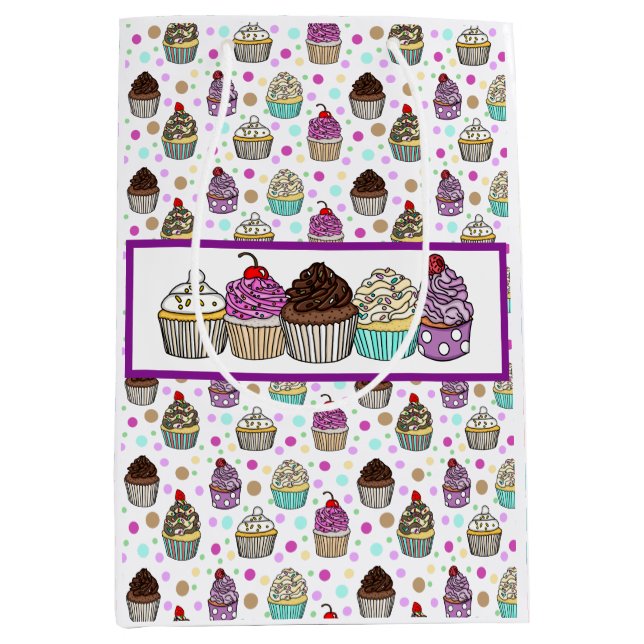 Sac Cadeau Moyen Jolis gâteaux fantaisistes   (Devant)
