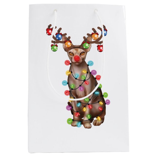 Sac Cadeau Moyen Jote Sphynx Amoureux des chats Funny Noël cadeau d (Devant)