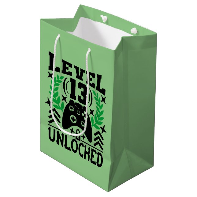 Sac Cadeau Moyen Joueur vidéo cool fête du 13e anniversaire (Devant Angle)