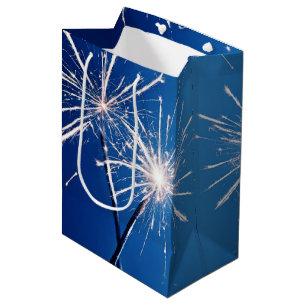 Sac Cadeau Moyen Jour d'anniversaire Sparklers sur le bleu