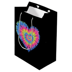Sac Cadeau Moyen Jour des Coeurs colorés de Tie Dye Valentines