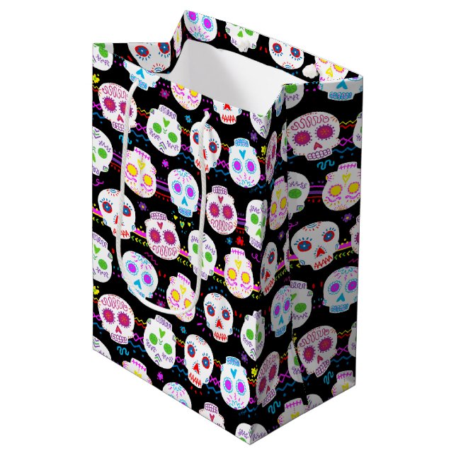 Sac Cadeau Moyen Jour des crânes de sucre morts (Devant Angle)