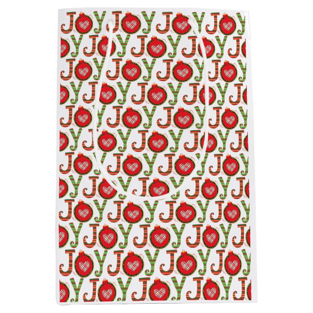Sac Cadeau Moyen Joy Red Green Noël Holiday (Devant)
