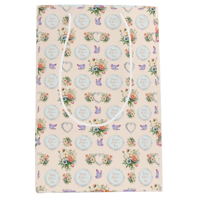 Sac Cadeau Moyen Joyeuse Fête des Mères Vanilla Cream (Devant)