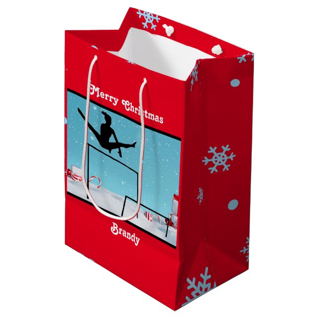 Sac Cadeau Moyen Joyeuse Gymnastique de Noël (Devant Angle)