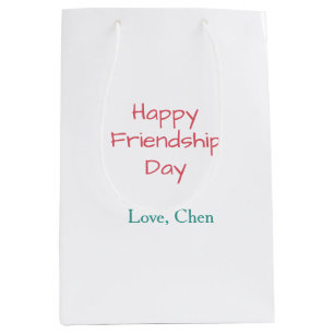 Sac Cadeau Moyen Joyeuse journée de l'amitié nom d'amour bleu rouge