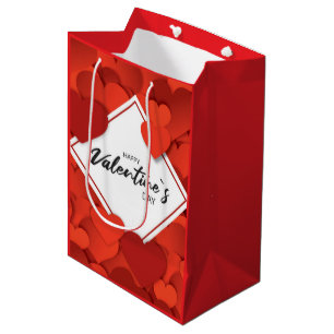 Sac Cadeau Moyen Joyeuse Saint-Valentin Cœurs Rouges