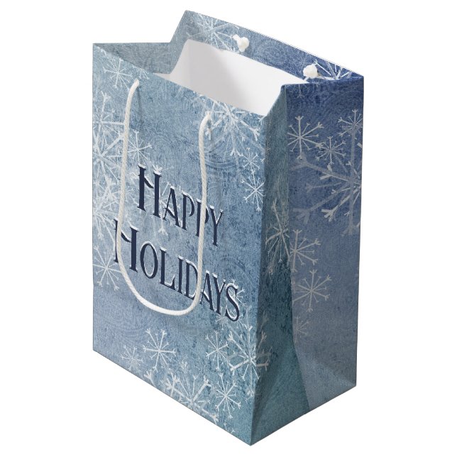 Sac Cadeau Moyen Joyeuses Fêtes de neige (Devant Angle)