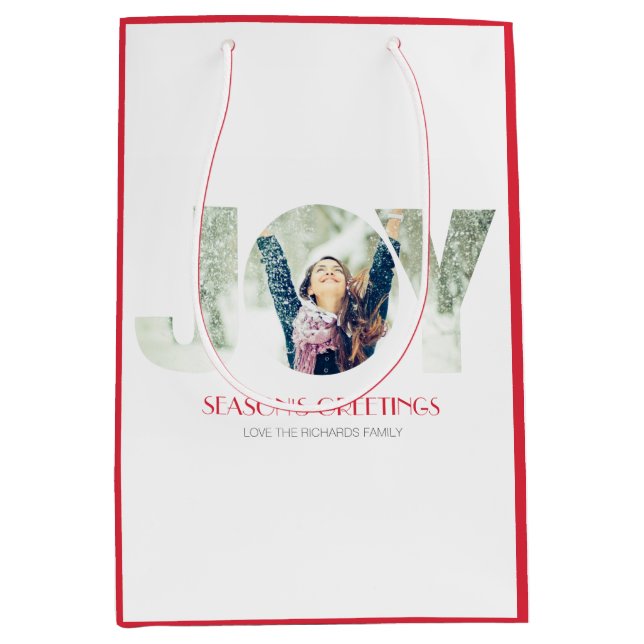 Sac Cadeau Moyen Joyeuses Fêtes (ROUGE) (Devant)
