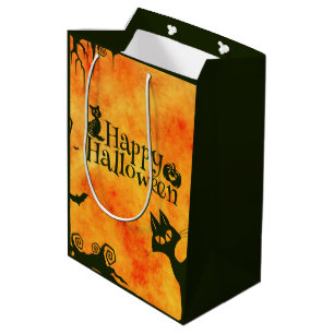 Sac Cadeau Moyen Joyeuses sorcières d'Halloween Chats Araigners Ch