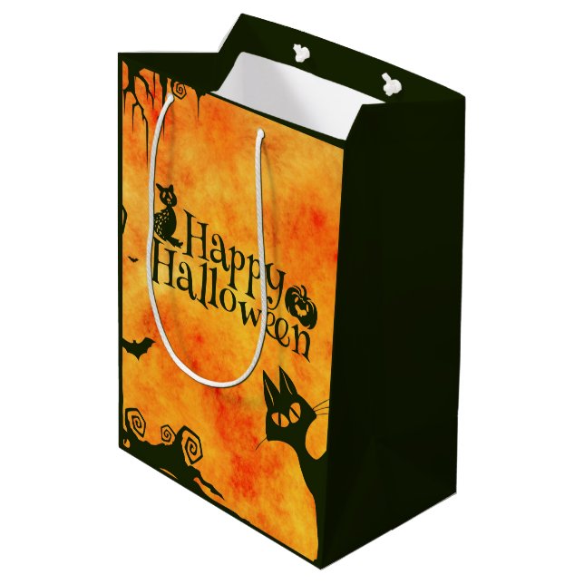 Sac Cadeau Moyen Joyeuses sorcières d'Halloween Chats Araigners Cho (Dos Angle)