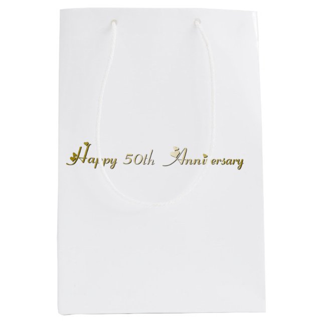 Sac Cadeau Moyen Joyeux 50e anniversaire Gold Police (Devant)