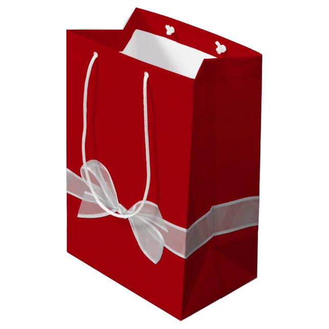 Sac Cadeau Moyen Joyeux 80e anniversaire Bow sur rouge (Dos Angle)