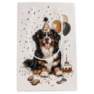 Sac Cadeau Moyen Joyeux anniversaire Bernese Mountain Dog