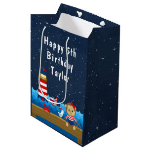 Sac Cadeau Moyen Joyeux anniversaire de la Marine et de la Rouge