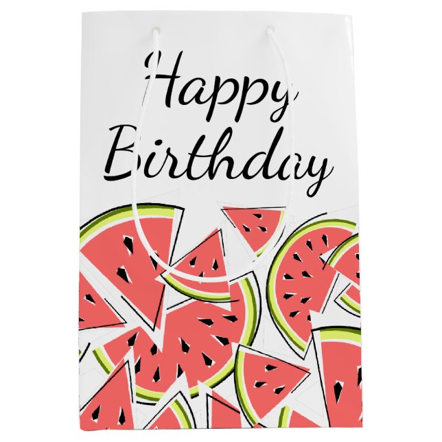Sac Cadeau Moyen Joyeux anniversaire de la pastèque (Devant)