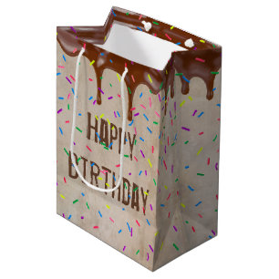 Sac Cadeau Moyen Joyeux Anniversaire Écouler le glaçage au chocolat
