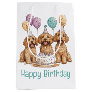 Sac Cadeau Moyen Joyeux Anniversaire Goldendoodle Chiens Anniversai