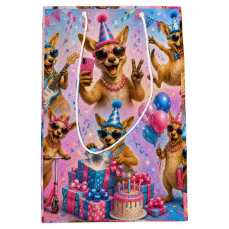 Sac Cadeau Moyen Joyeux Anniversaire Planches de Design Kangourou