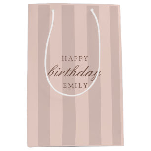 Sac Cadeau Moyen Joyeux anniversaire rose Elegant