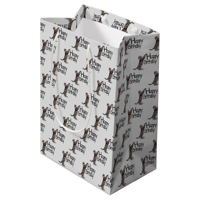 Sac Cadeau Moyen Joyeux anniversaire Tabby Cat fun (Dos Angle)