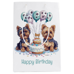 Sac Cadeau Moyen Joyeux anniversaire Yorkie Chien