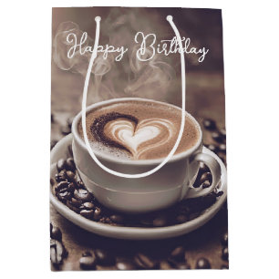 Sac Cadeau Moyen Joyeux Café Anniversaire Avec Coeur